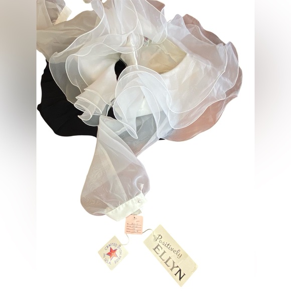 NWT Vintage Cocktail Dress Women’s Size 14 Black White Ruffles Party Holiday 80s - Picture 3 of 10